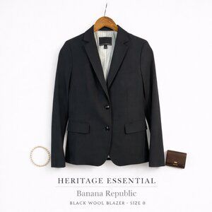 Banana Republic Black Wool Blazer Size 0 Tailored Jacket